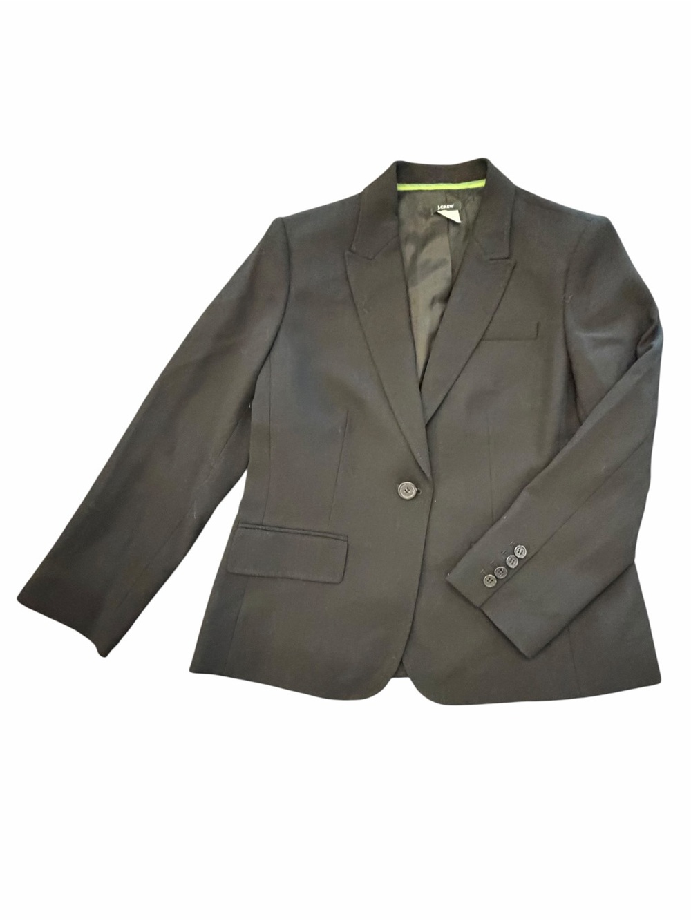 Women's J. Crew Elegant Trendy Wool Black Blazer Business Casual Size 12 Petite